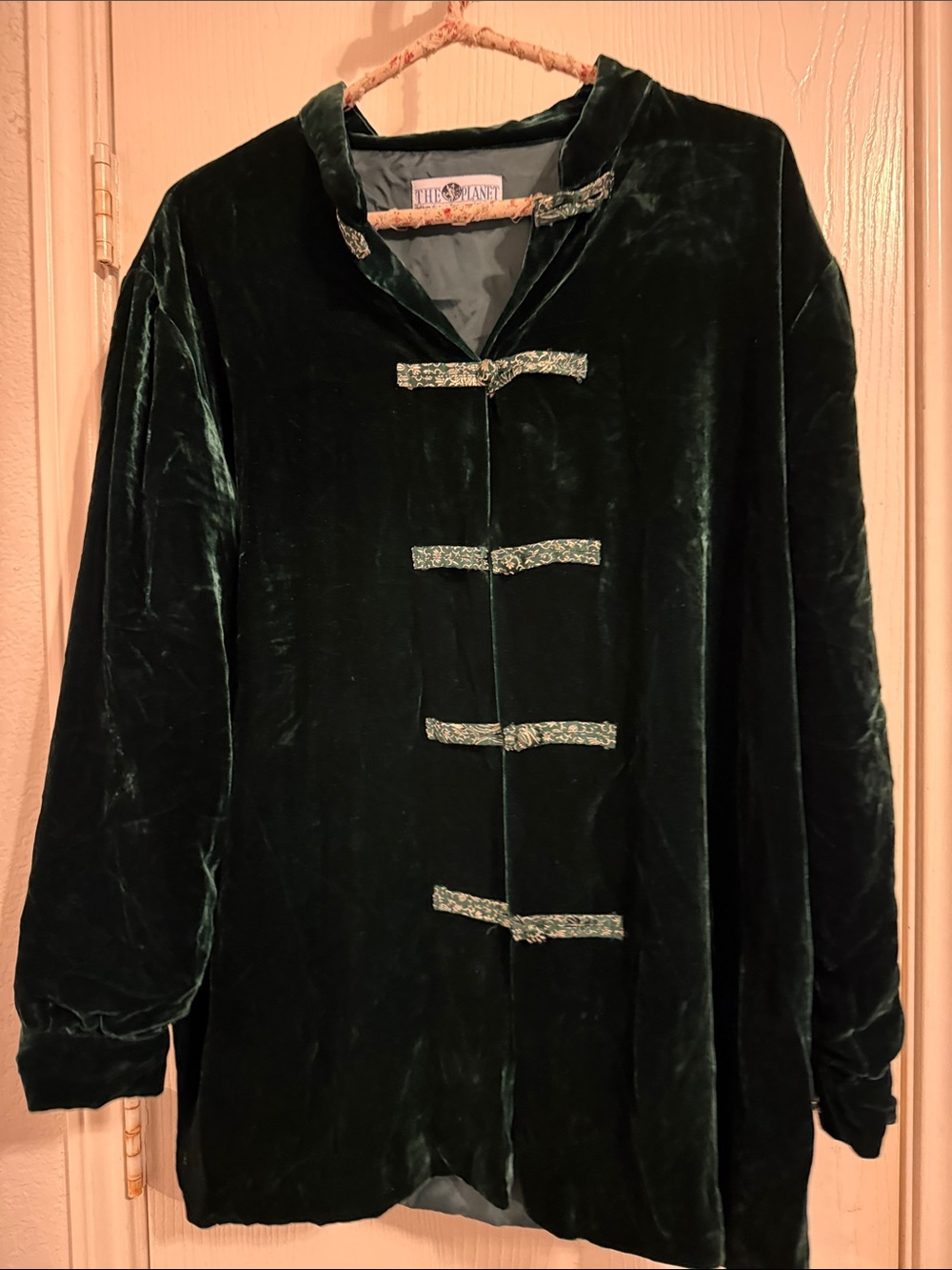 The Planet Dark Green Velvet Mandarin Jacket - Women's Blazer